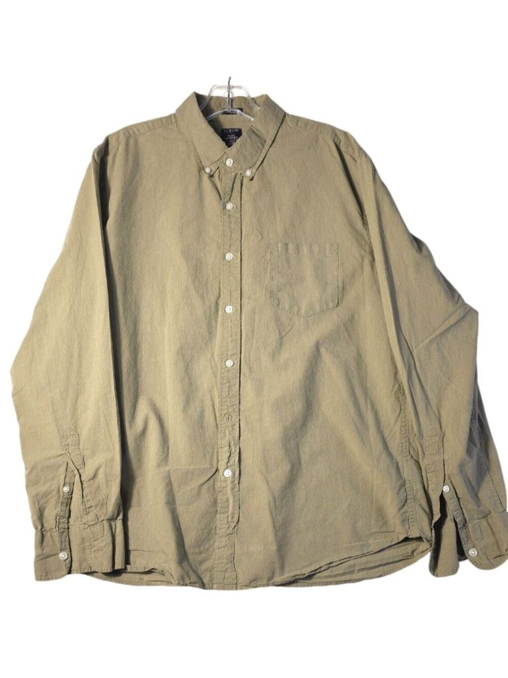 J.Crew Mens Slim Flex Button-Down Shirt XL Olive Cotton